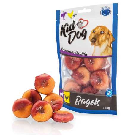 Sušené mäso pre psa KIDDOG jahňací a kurací Bagel 80g